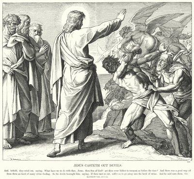 Jesus treibt Dämonen aus von Julius (after) Schnorr von Carolsfeld
