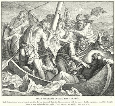 Jesus schläft während des Sturms (Gravur) von Julius (after) Schnorr von Carolsfeld