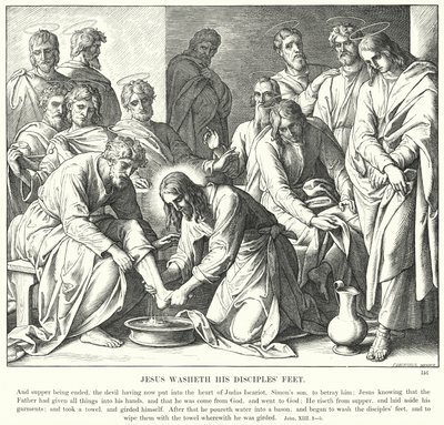 Jesus wäscht die Füße seiner Jünger (Stich) von Julius (after) Schnorr von Carolsfeld