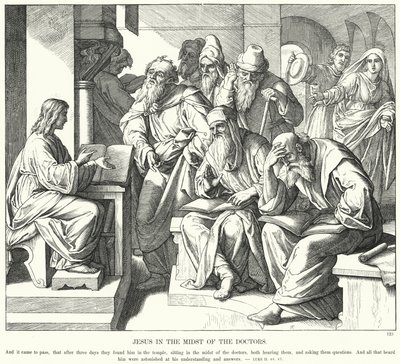 Jesus inmitten der Lehrer von Julius (after) Schnorr von Carolsfeld