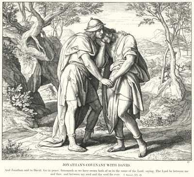 Jonathans Bund mit David (Gravur) von Julius (after) Schnorr von Carolsfeld