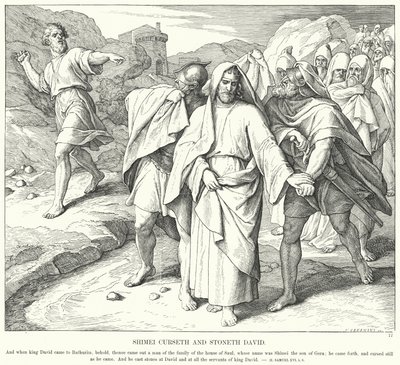 Shimei verflucht und steinigt David (Stich) von Julius (after) Schnorr von Carolsfeld