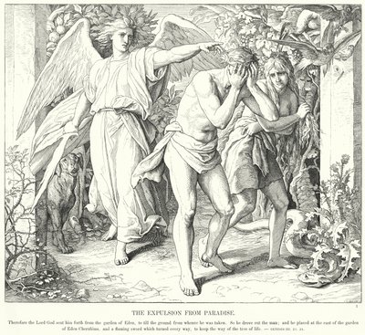 Die Vertreibung aus dem Paradies (Gravur) von Julius (after) Schnorr von Carolsfeld