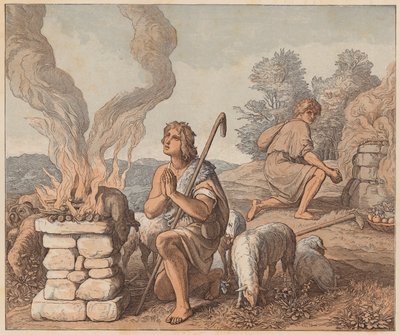Die Opfergaben von Kain und Abel, Genesis, IV, 3, 4 von Julius (after) Schnorr von Carolsfeld