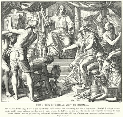 Der Besuch der Königin von Saba bei Salomo (Gravur) von Julius (after) Schnorr von Carolsfeld
