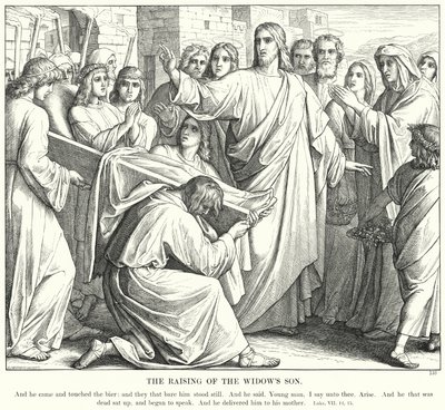 Die Auferweckung des Sohnes der Witwe (Gravur) von Julius (after) Schnorr von Carolsfeld