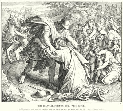 Die Versöhnung von Esau mit Jakob (Stich) von Julius (after) Schnorr von Carolsfeld