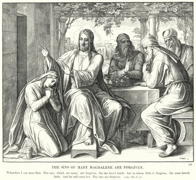 Die Sünden der Maria Magdalena werden vergeben (Stich) von Julius (after) Schnorr von Carolsfeld