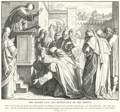 Das feierliche Fasten und die Reue des Volkes von Julius (after) Schnorr von Carolsfeld