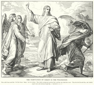 Die Versuchung Christi in der Wüste (Gravur) von Julius (after) Schnorr von Carolsfeld