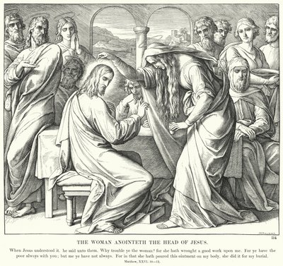 Die Frau salbt das Haupt Jesu (Gravur) von Julius (after) Schnorr von Carolsfeld