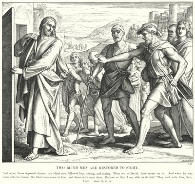 Zwei Blinde werden sehend (Gravur) von Julius (after) Schnorr von Carolsfeld