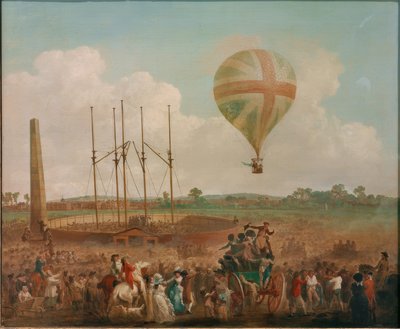 George Biggins Aufstieg in Lunardis Ballon von Julius Caesar Ibbetson