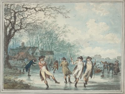 Schlittschuhläufer auf der Serpentine im Hyde Park von Julius Caesar Ibbetson