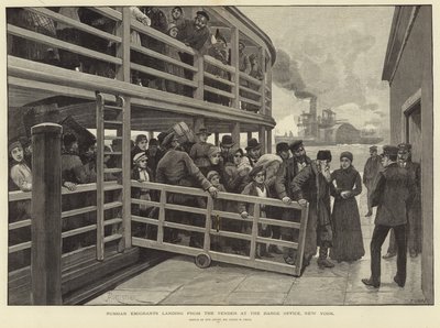 Russische Emigranten landen vom Tender am Barge Office, New York von Julius Mandes Price