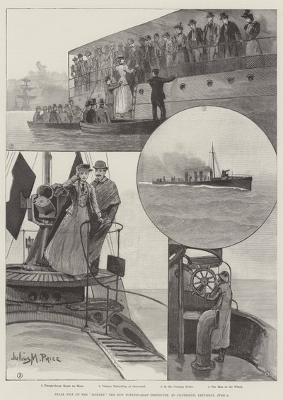 Probefahrt der Hornet, des neuen Torpedoboot-Zerstörers, in Gravesend, Samstag, 9. Juni von Julius Mandes Price
