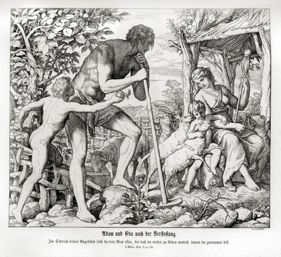Adam und Eva nach ihrer Vertreibung aus Eden, Genesis von Julius Schnorr von Carolsfeld