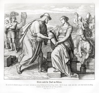 Eliezer und Rebekka am Brunnen, Genesis von Julius Schnorr von Carolsfeld
