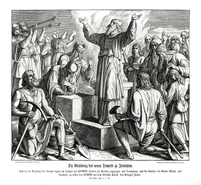 Gründung des neuen Tempels in Jerusalem, Esra von Julius Schnorr von Carolsfeld