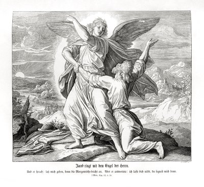 Jakob kämpft mit dem Engel, Genesis von Julius Schnorr von Carolsfeld