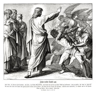 Jesus vertreibt die Dämonen, Evangelium nach Matthäus von Julius Schnorr von Carolsfeld
