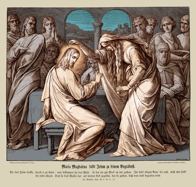 Maria Magdalena salbt Jesus, Evangelium nach Matthäus von Julius Schnorr von Carolsfeld