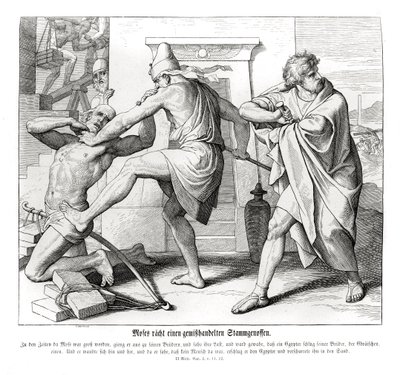 Moses rächt die Misshandlung seiner Brüder, Exodus von Julius Schnorr von Carolsfeld