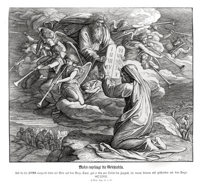Moses empfängt die Gebote, Exodus von Julius Schnorr von Carolsfeld