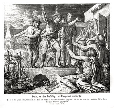 Die Hirten verkünden das Evangelium, Evangelium nach Lukas von Julius Schnorr von Carolsfeld