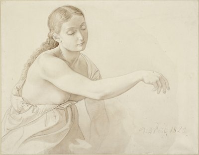 Weibliche Halbfigur mit gelöstem Haar von Julius Schnorr von Carolsfeld