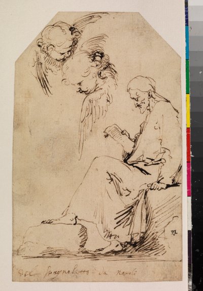 Blatt mit Studien eines sitzenden Mannes beim Lesen und zwei Putten, 1620er Jahre von Jusepe de Ribera
