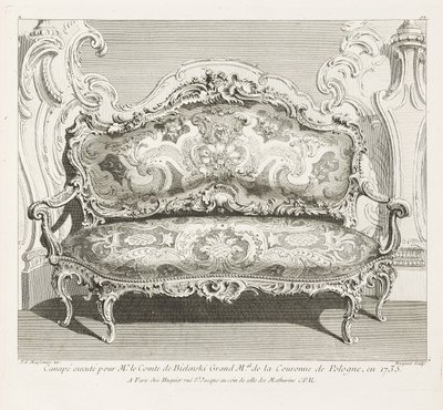 Sofa ausgeführt für Herrn Graf Bielinski, Großmarschall der Krone von Polen, 1735, 4. Tafel von Juste Aurèle Meissonnier