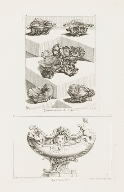 Verschiedene Entwürfe für Salzgefäße, Tafel 63 in Oeuvre de Juste-Aurèle von Juste Aurèle Meissonnier