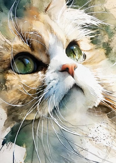 Neugierige Aquarellkatze von Justyna Jaszke