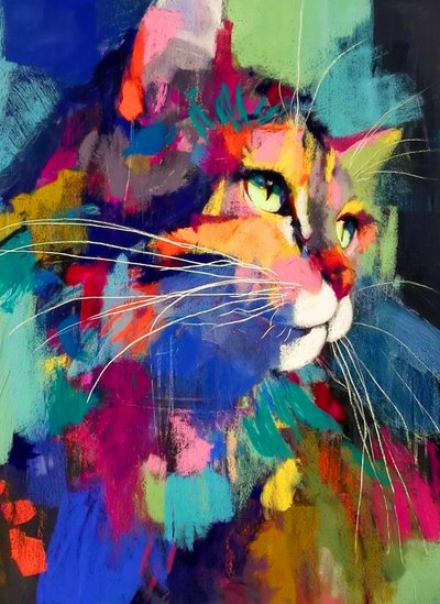 Lebendiges Abstraktes Katze von Justyna Jaszke