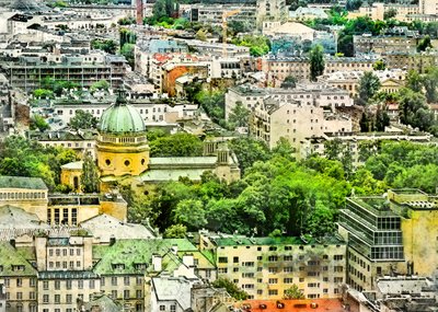 Warschau Stadt Aquarellkunst Polen (6) von Justyna Jaszke