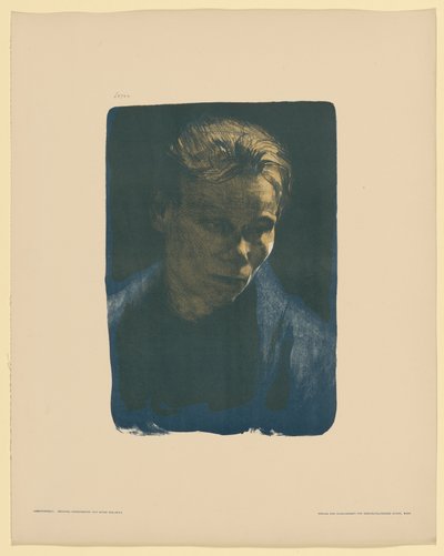 Halbporträt einer Arbeiterfrau mit blauem Schal von Käthe Kollwitz