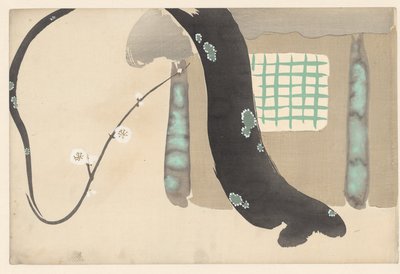 Pruimenboom bij dakrand von Kamisaka Sekka