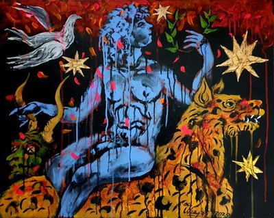Blauer Gott und Leopard von Kanat Ibragimov