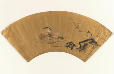 Mandarinente und blühender Pflaumenbaum von Kano Yukinobu