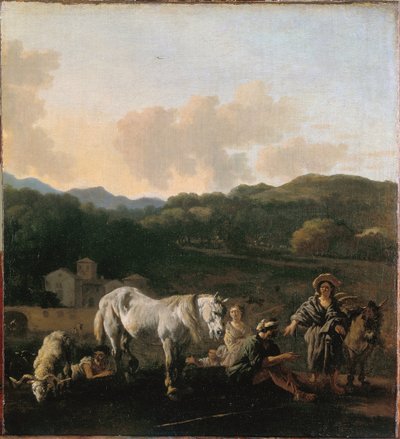 Bauern und ein weißes Pferd von Karel Dujardin