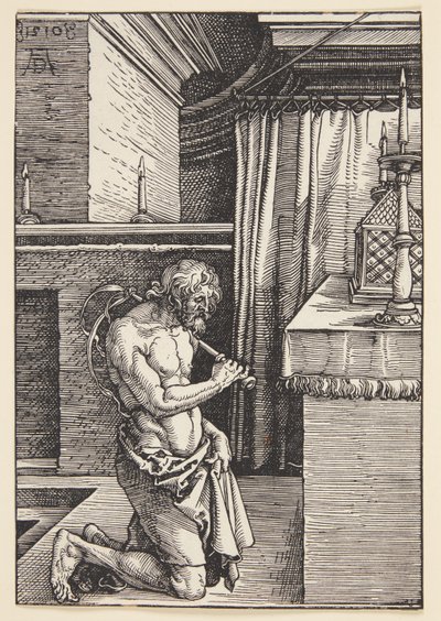 Alter Mann mit Turban, stehend mit Stock von Karel van der Pluym