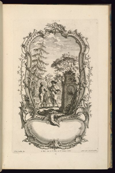 Entwurf für eine Kartusche mit großen und kleinen Fächern von Karl Albert von Lespilliez