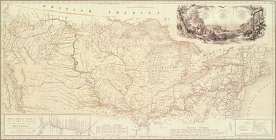 Karte zur Veranschaulichung der Route von Prinz Maximilian von Wied im Inneren Nordamerikas von Boston zum oberen Missouri von Karl Bodmer