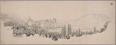 Ansicht des Heidelberger Schlosses mit der Neckarbrücke und dem Neckartal von Karl Friedrich Schinkel