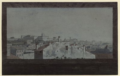 „Ansicht des Quirinalspalastes und eines Teils von Rom, aus dem Fenster der Wohnung eines Freundes gezeichnet“ von Karl Friedrich Schinkel