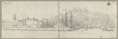 Ansicht von Neapel mit Blick auf den Hafen, das Castel Nuovo, den Leuchtturm und das Castel Sant