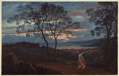 Ansicht von Triest von einer Anhöhe bei Abendstimmung von Karl Friedrich Schinkel