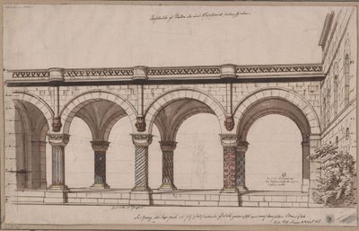 Ariodant. Oper von Etienne Nicolas Méhul. Entwurf zur 1. Dekoration. Arkadengang / Eine Galerie von Karl Friedrich Schinkel