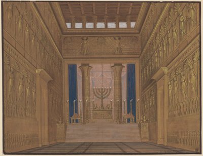 Athalia. Oper von Johann Nepomuk von Poissl. Entwurf zur 2. Dekoration. Innenansicht des Tempels zu Jerusalem von Karl Friedrich Schinkel